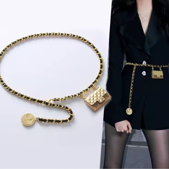 New Fashion luxury anthro Gold Chain Belt charm main image 5
